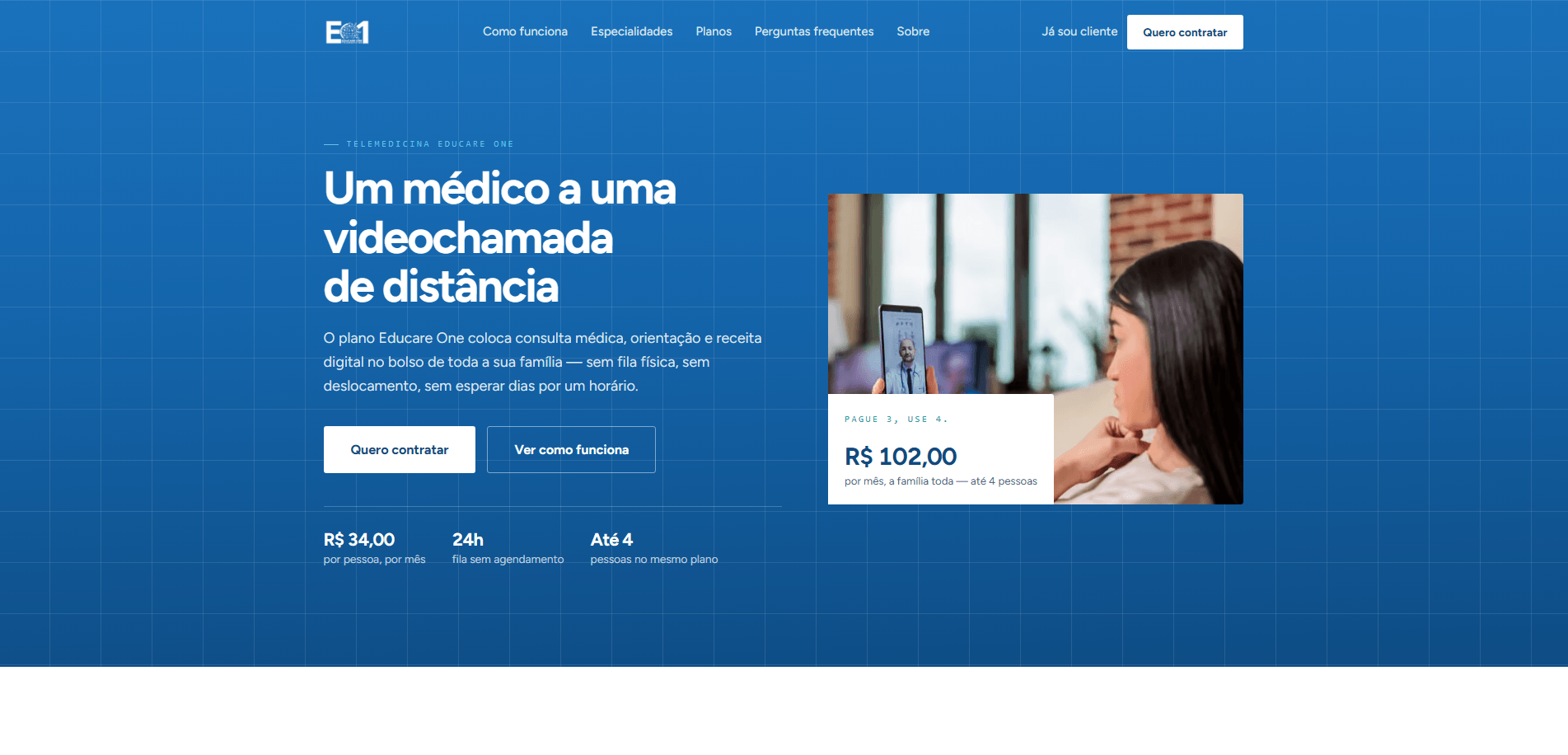 Site da Educare Telemedicina, feito por nós
