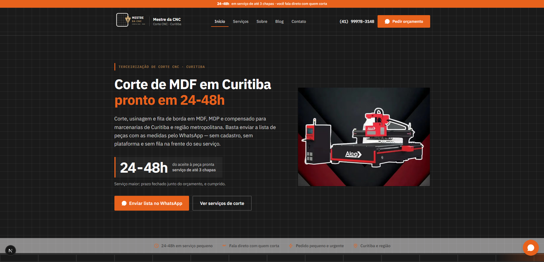 Site da Mestre da CNC, feito por nós